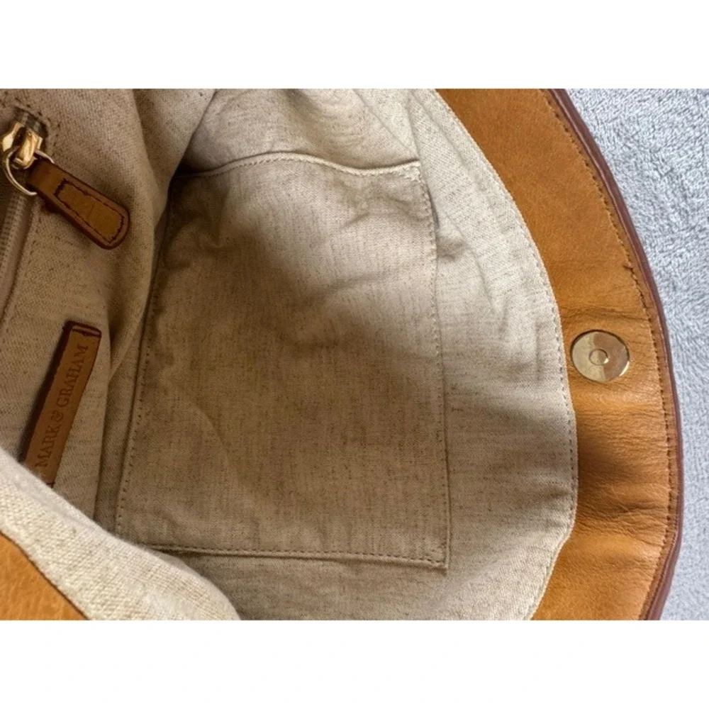 Mark & Graham Hobo Bag Womens Large Camel Tan Leather Slouchy Shoulder Tote
